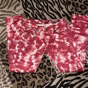 Miss Me Red Tie-Dye Skinny Jeans